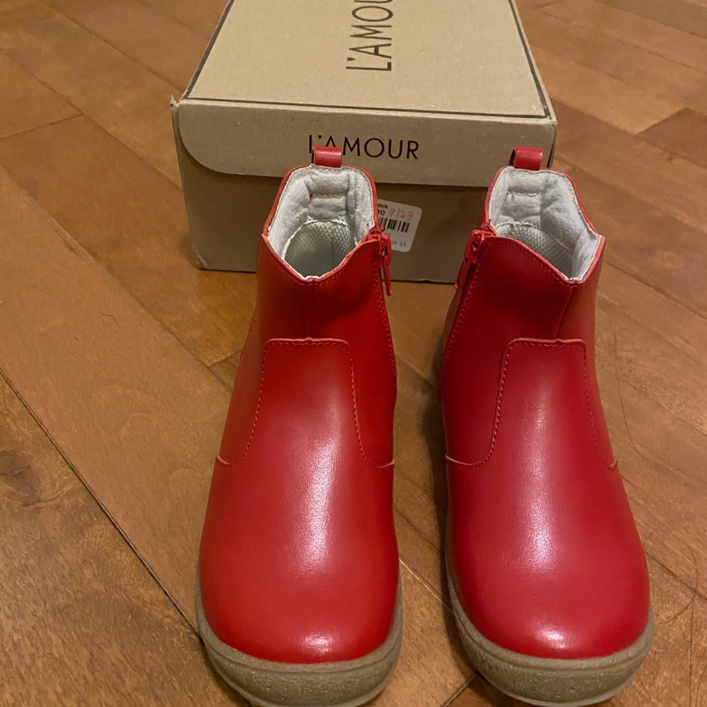L’Amour Maria Perforated Red Boot Size 13